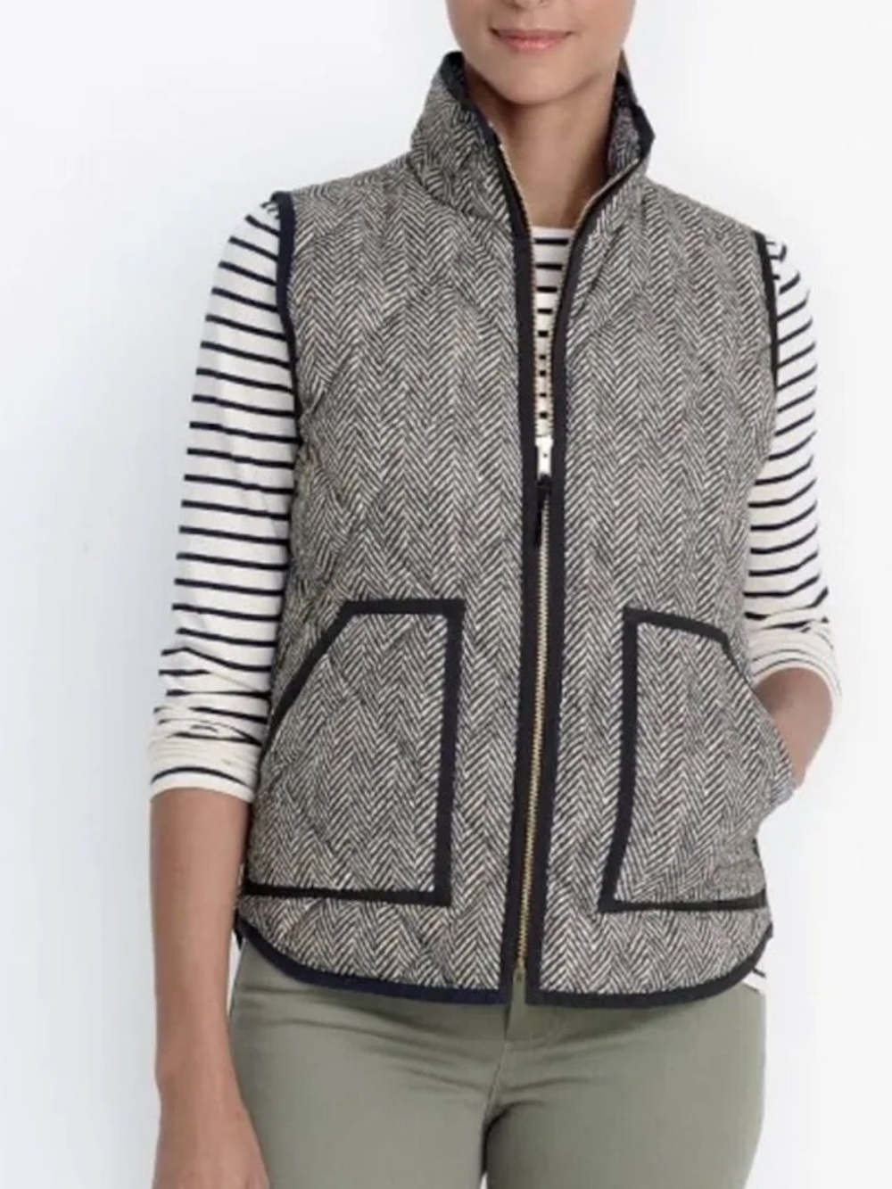 J. Crew Herringbone Down Puffer Vest